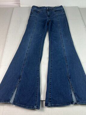 American Eagle Jeans Women 27x31* Mid Rise Festival Flare Dark Blue Denim Tag 4R
